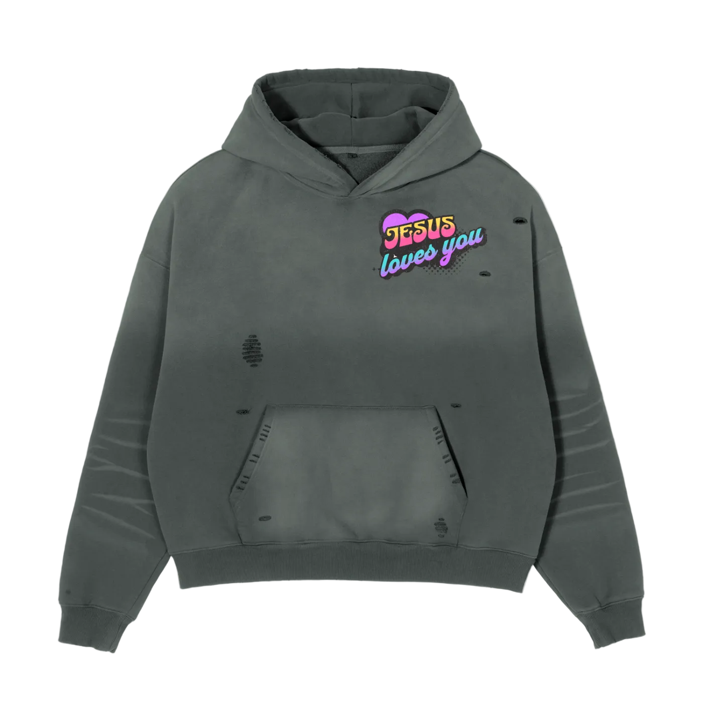 Jesus Loves You Retro Boxy Fleece Hoodie