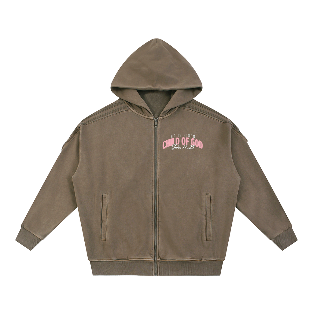 Easter Collection Blessed Beyond Measure Snow Washed  Zip Hoodie