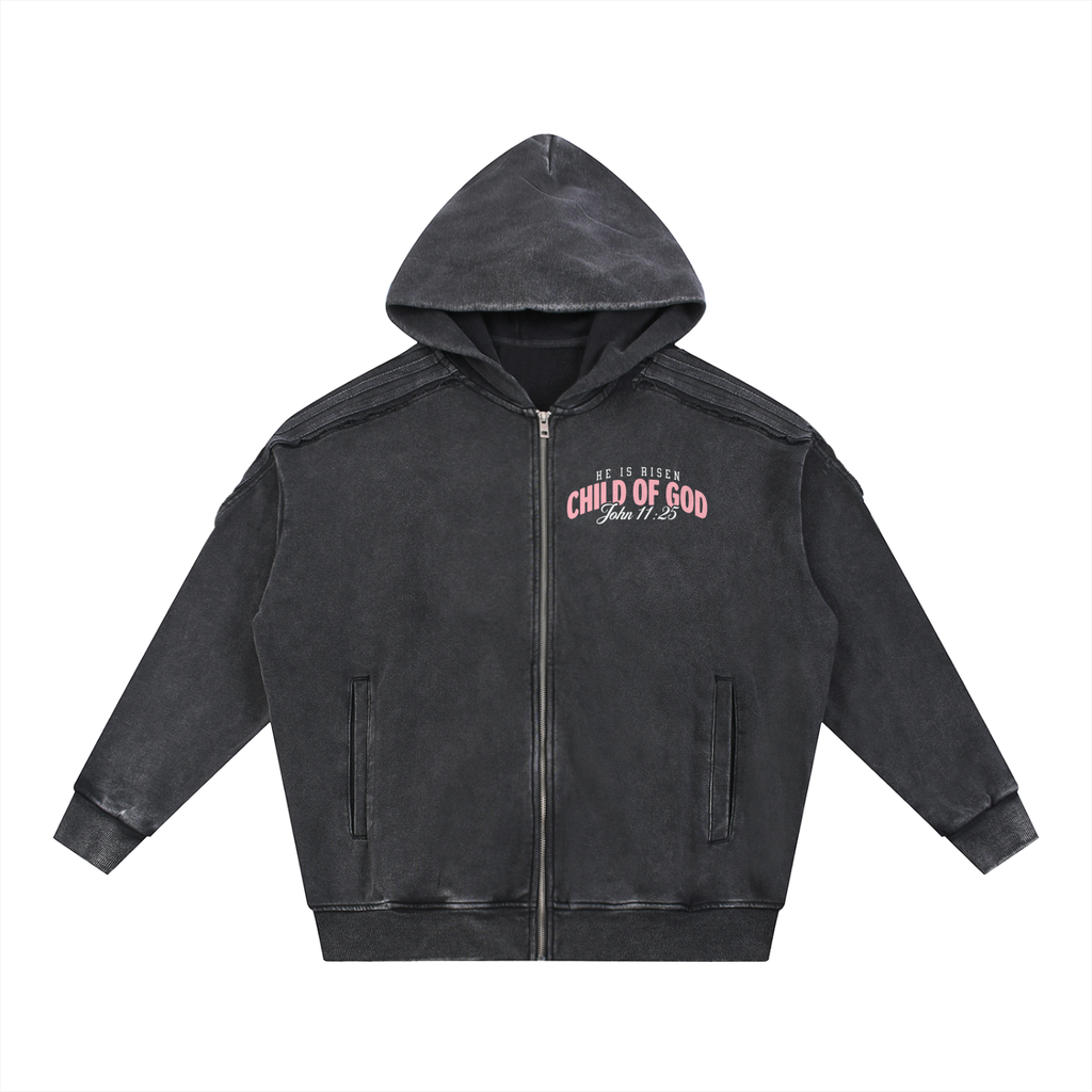Easter Collection Blessed Beyond Measure Snow Washed  Zip Hoodie