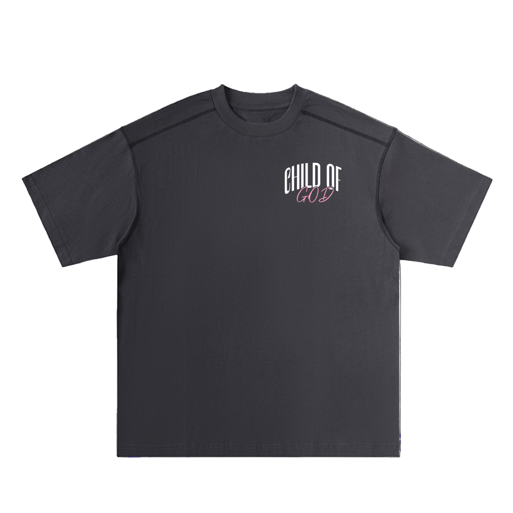 Black Blessed Beyond Measure stitched cotton tee with Child of God logo on front