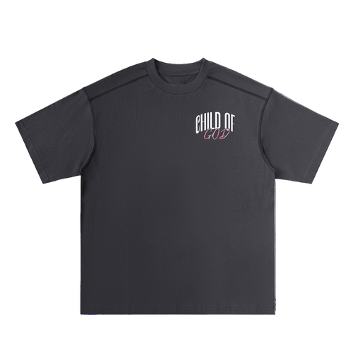 Black Blessed Beyond Measure stitched cotton tee with Child of God logo on front
