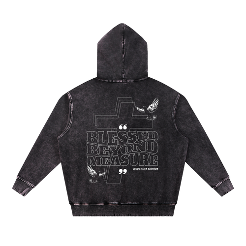 Child of God Philippians 4:13 Hoodie black spiritual sweatshirt with Blessed Beyond Measure print and dove graphics on back