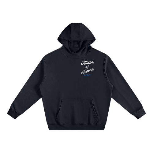 Black Citizen of Heaven Hoodie with front text and hood, casual cotton blend pullover.