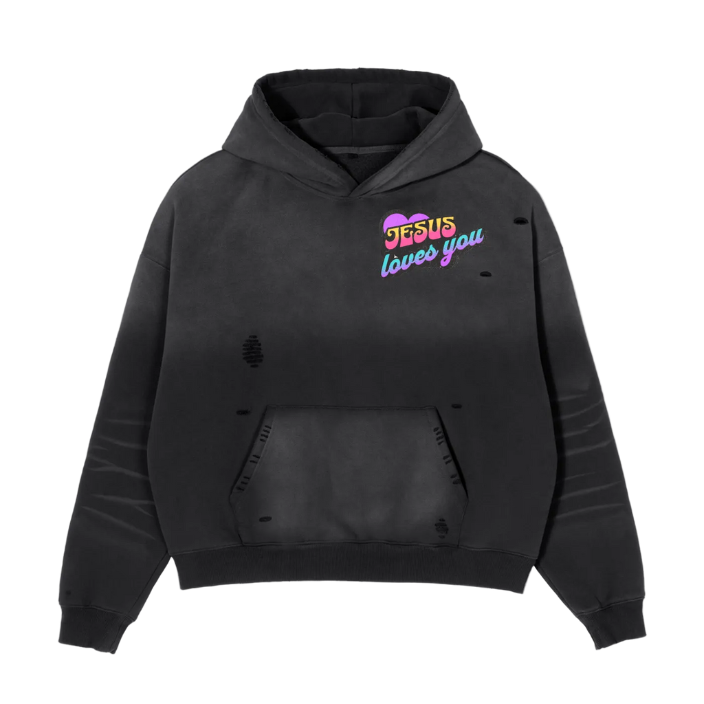 Jesus Loves You Retro Boxy Fleece Hoodie