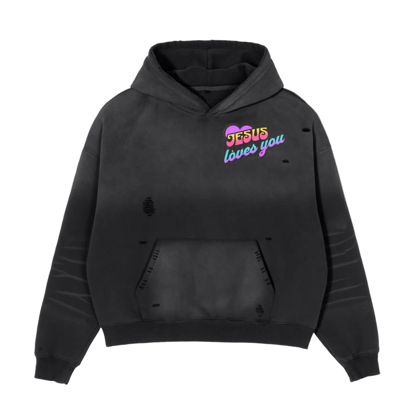 Jesus Loves You Retro Boxy Fleece Hoodie