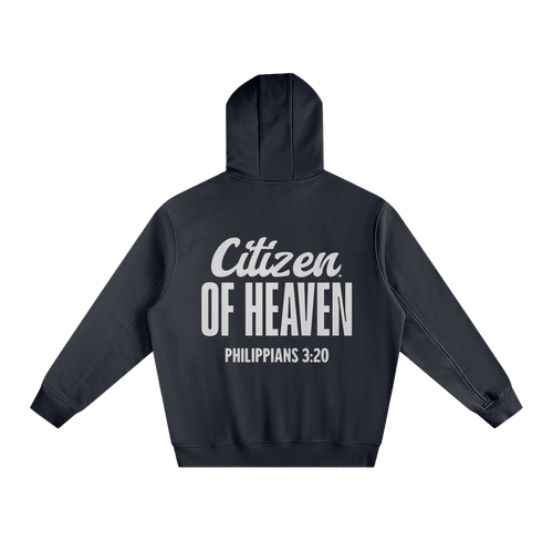 Black Citizen of Heaven Hoodie with Philippians 3:20 text on back, cotton blend, casual streetwear style