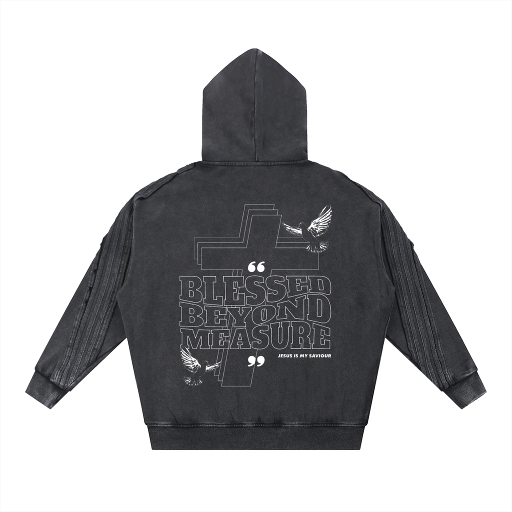 Easter Collection Blessed Beyond Measure Snow Washed  Zip Hoodie