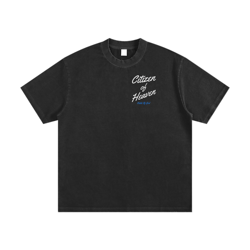 Black Citizen of Heaven T-shirt with faith-inspired text on front and back, Philippians 3:20 design.